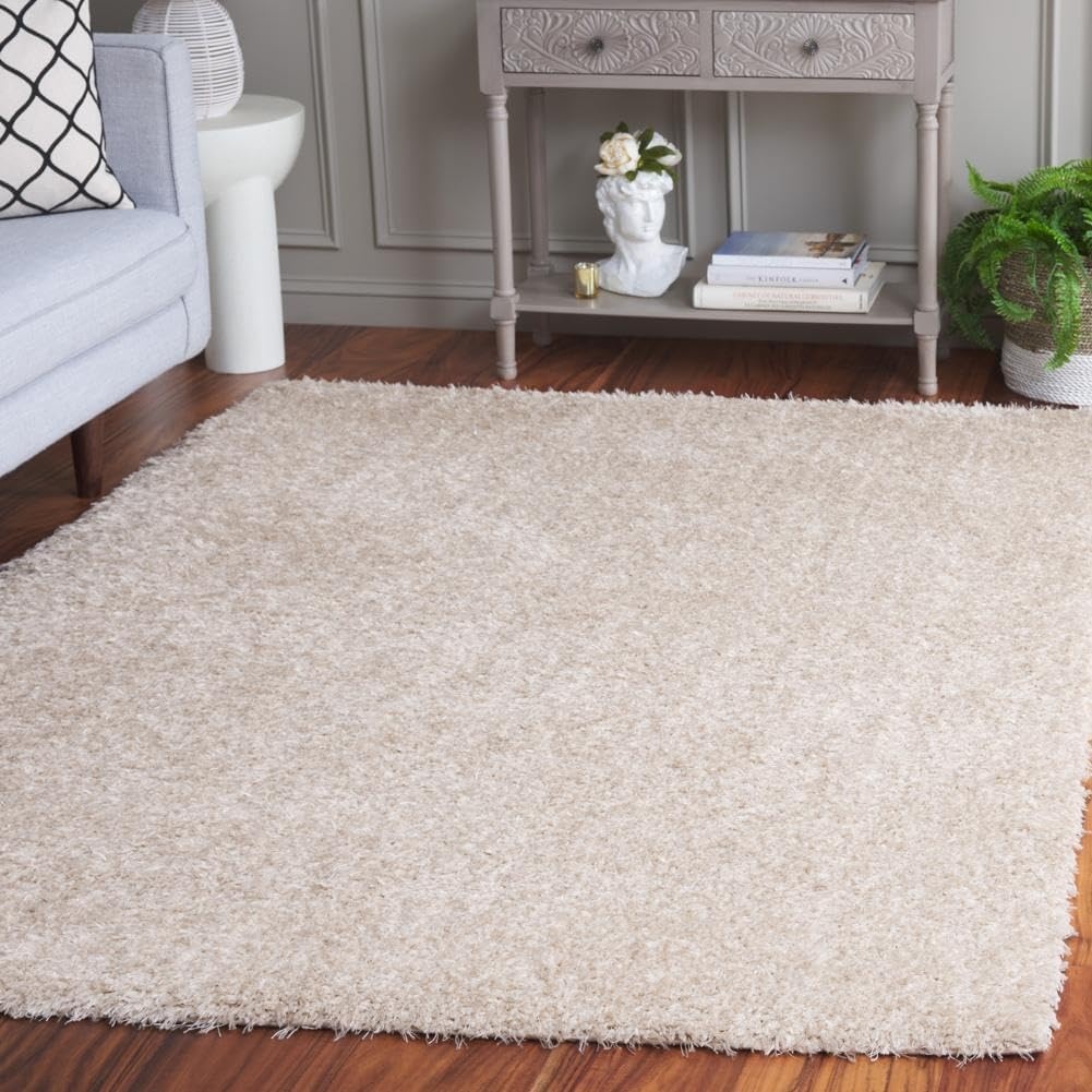 image:imageSAFAVIEH Lindsay Shag Collection Area Rug 9 x 12 Beige Modern Design 2inch Thick Ideal for the Living Room Dining Bedroom LNS560BBeige