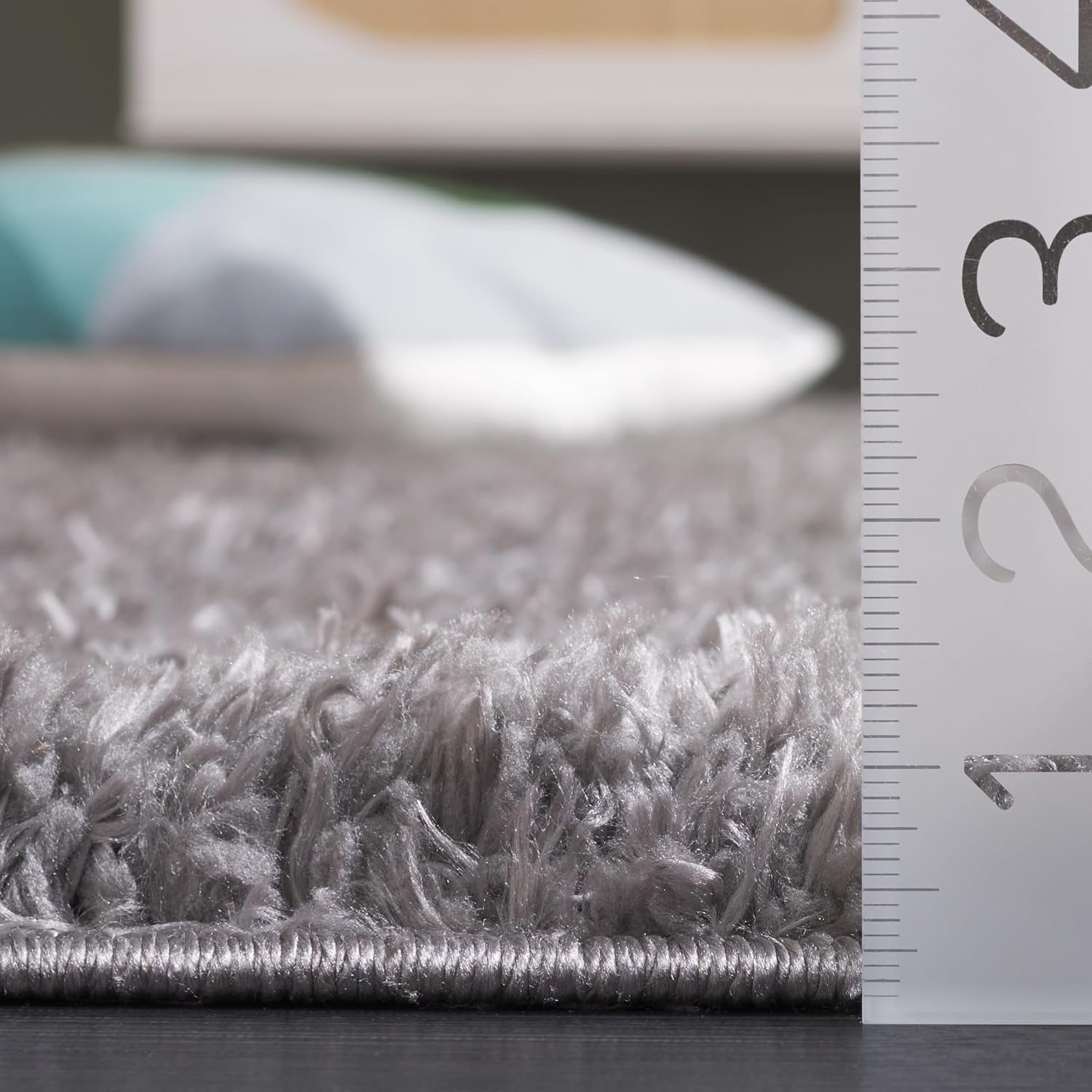 image:imageSAFAVIEH Lindsay Shag Collection Area Rug 9 x 12 Beige Modern Design 2inch Thick Ideal for the Living Room Dining Bedroom LNS560BDark Grey