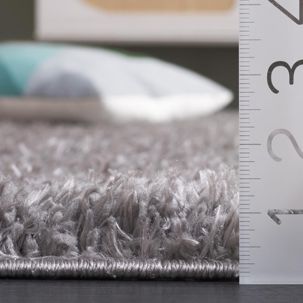 image:imageSAFAVIEH Lindsay Shag Collection Area Rug 9 x 12 Beige Modern Design 2inch Thick Ideal for the Living Room Dining Bedroom LNS560BDark Grey