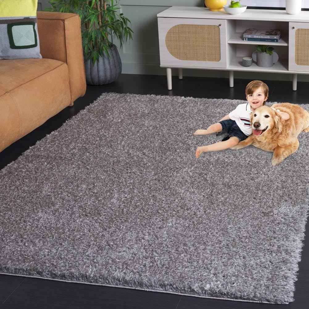 image:imageSAFAVIEH Lindsay Shag Collection Area Rug 9 x 12 Beige Modern Design 2inch Thick Ideal for the Living Room Dining Bedroom LNS560BDark Grey
