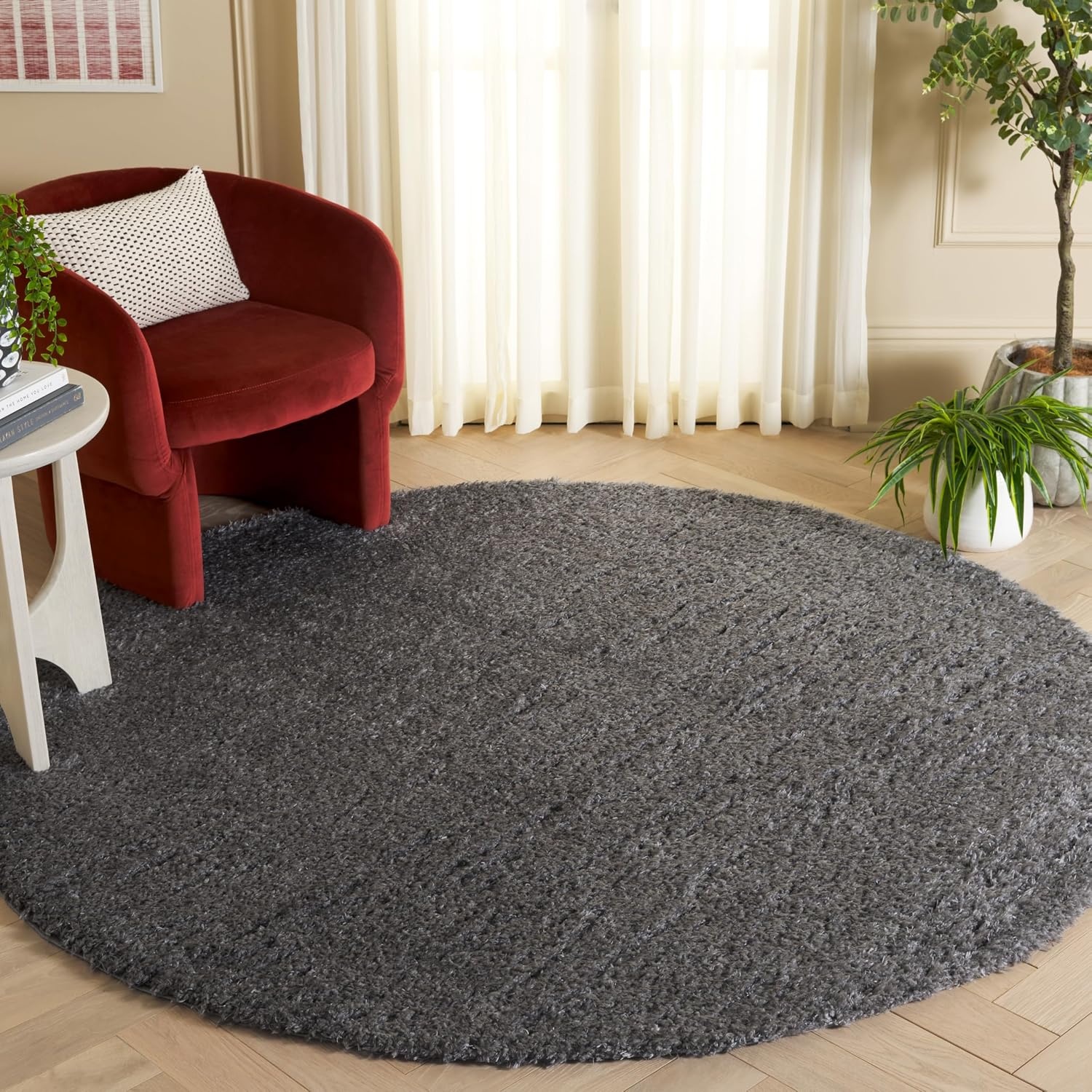 image:imageSAFAVIEH Lindsay Shag Collection Area Rug 9 x 12 Beige Modern Design 2inch Thick Ideal for the Living Room Dining Bedroom LNS560BDark Grey