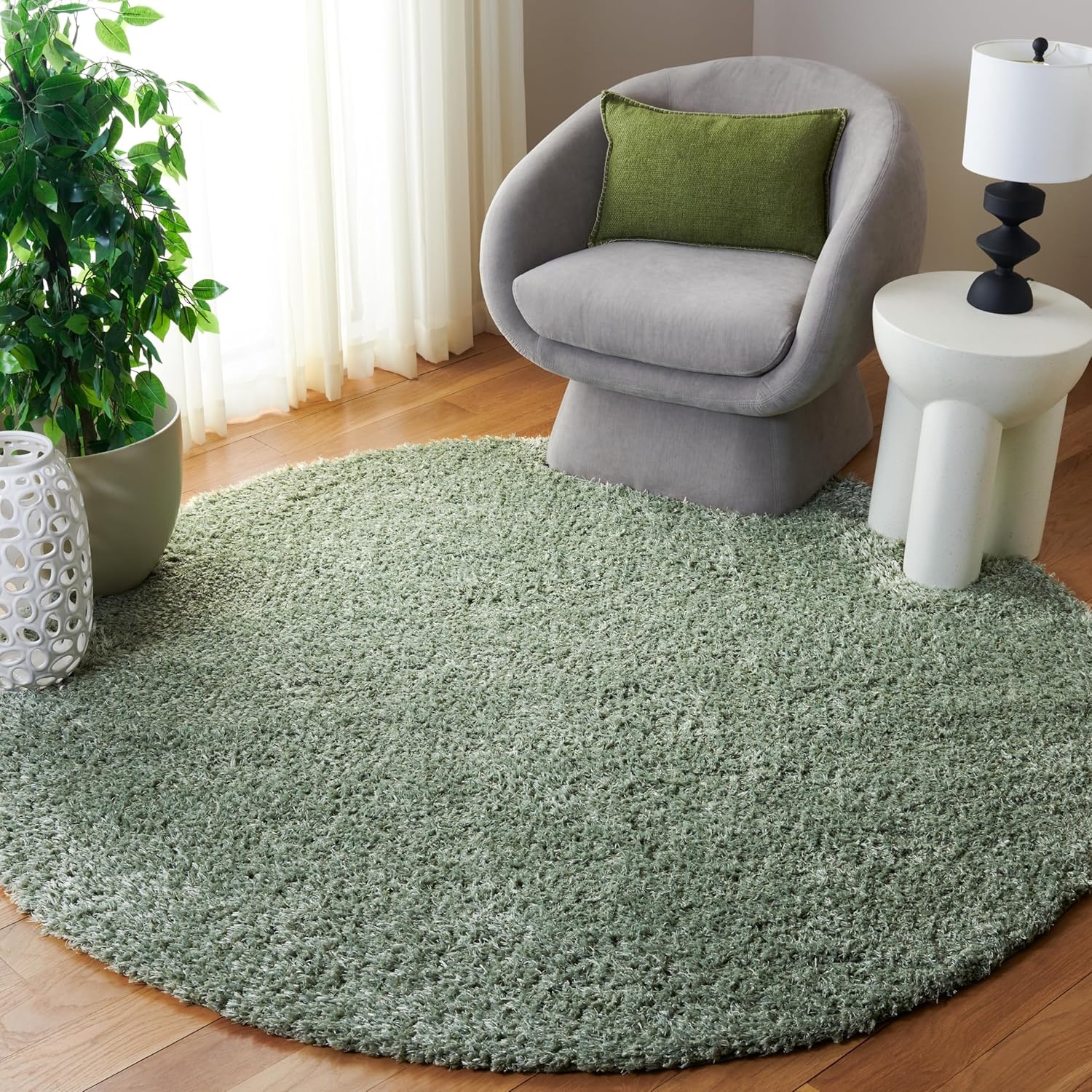 image:imageSAFAVIEH Lindsay Shag Collection Area Rug 9 x 12 Beige Modern Design 2inch Thick Ideal for the Living Room Dining Bedroom LNS560BGreen