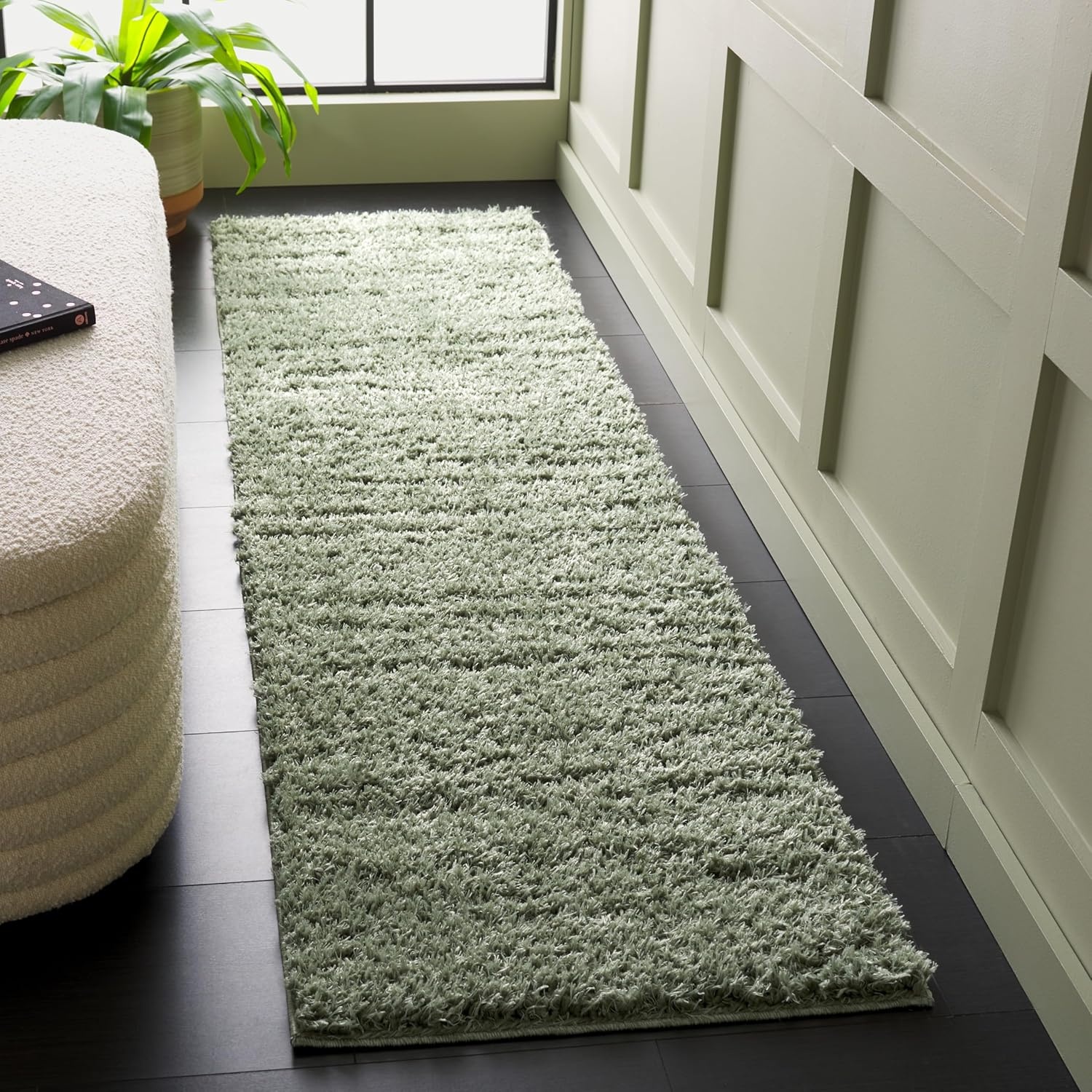 image:imageSAFAVIEH Lindsay Shag Collection Area Rug 9 x 12 Beige Modern Design 2inch Thick Ideal for the Living Room Dining Bedroom LNS560BGreen