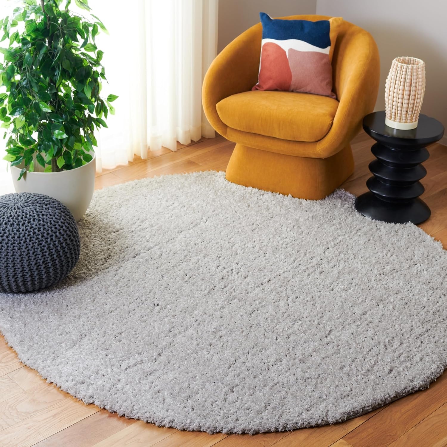 image:imageSAFAVIEH Lindsay Shag Collection Area Rug 9 x 12 Beige Modern Design 2inch Thick Ideal for the Living Room Dining Bedroom LNS560BGrey