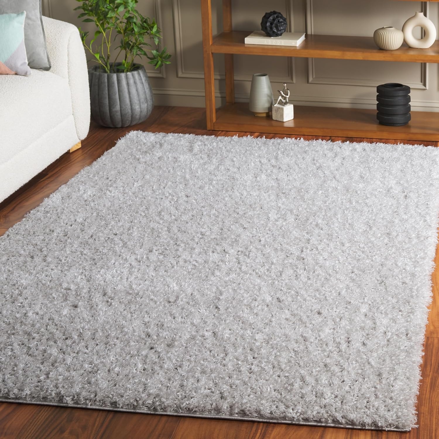 image:imageSAFAVIEH Lindsay Shag Collection Area Rug 9 x 12 Beige Modern Design 2inch Thick Ideal for the Living Room Dining Bedroom LNS560BGrey
