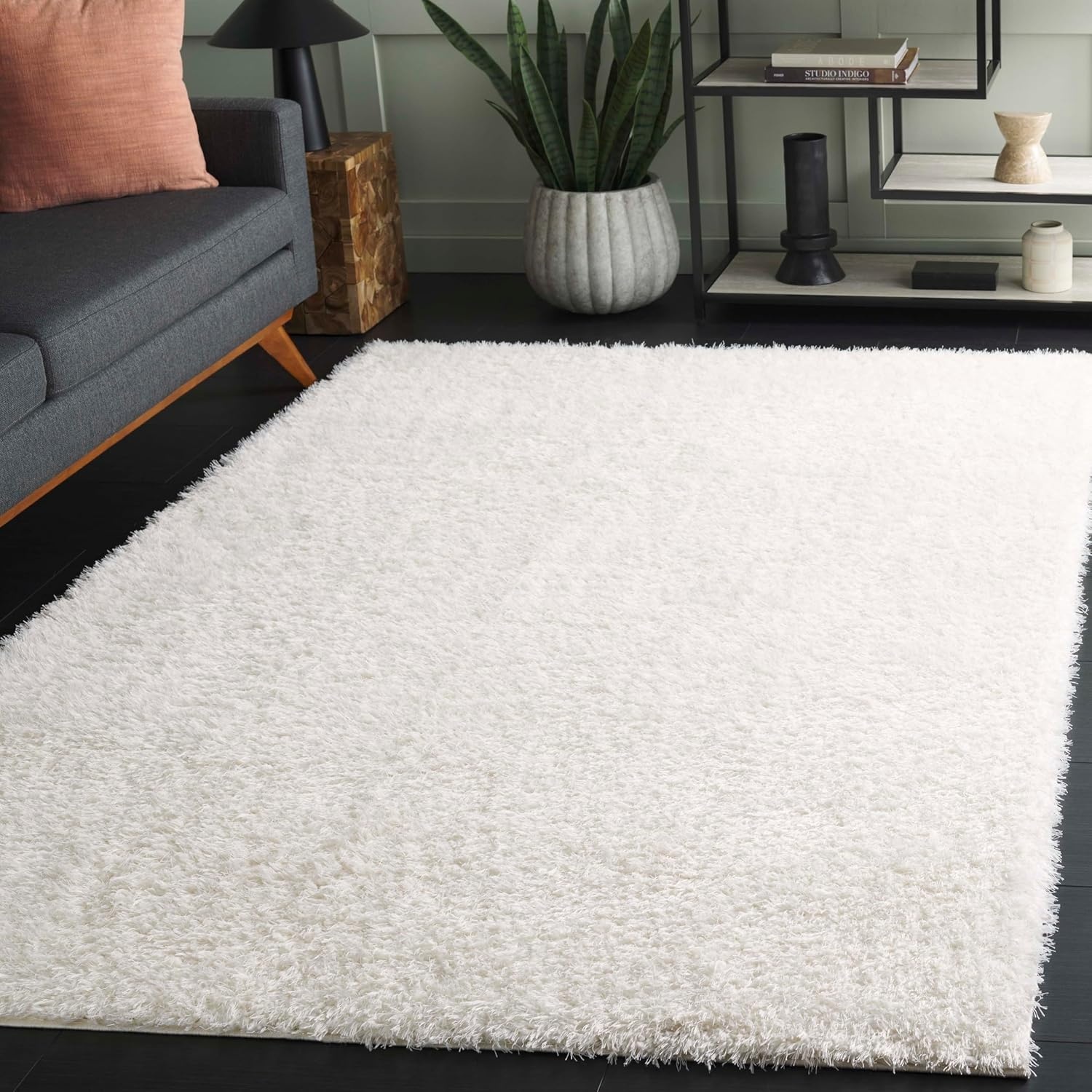 image:imageSAFAVIEH Lindsay Shag Collection Area Rug 9 x 12 Beige Modern Design 2inch Thick Ideal for the Living Room Dining Bedroom LNS560BIvory