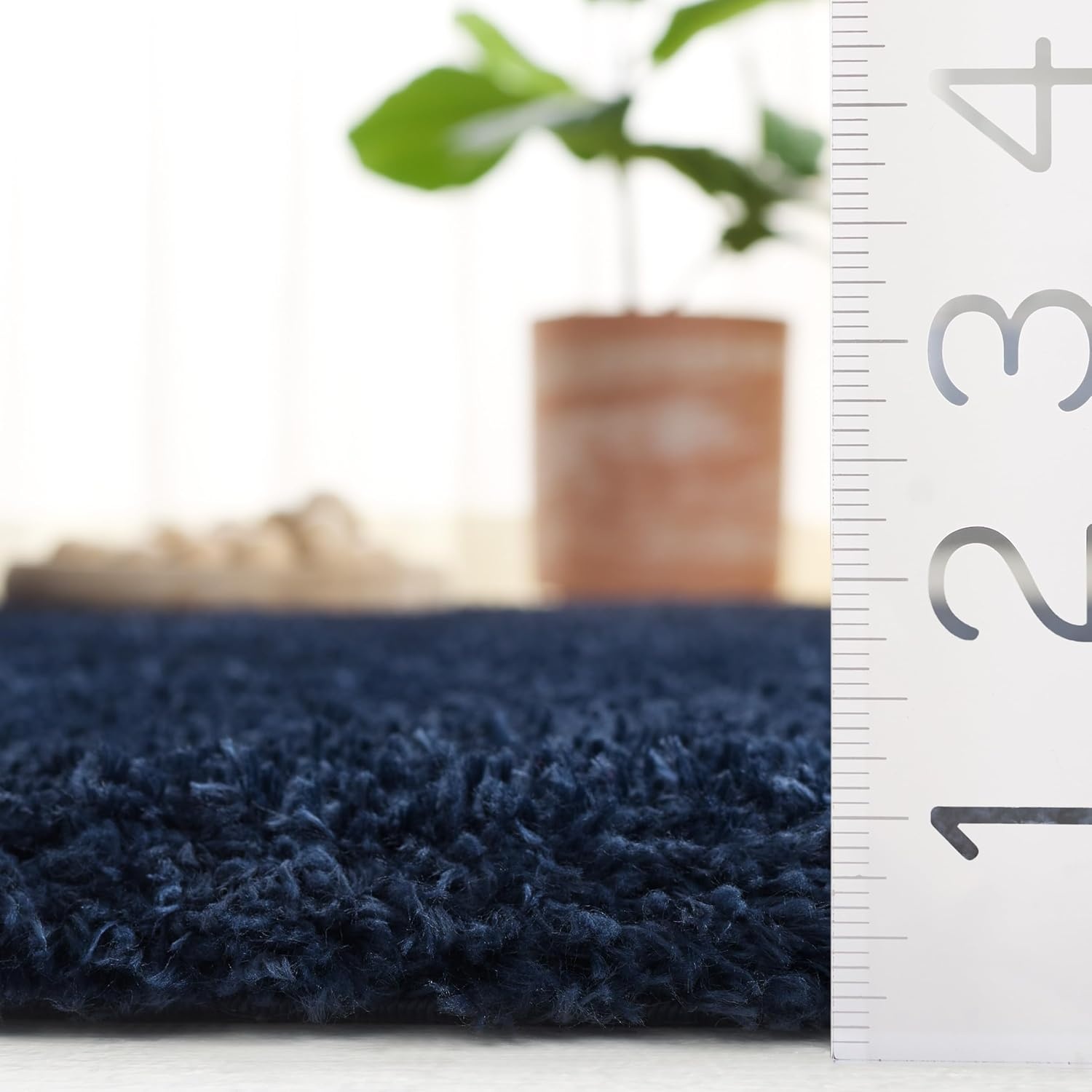 image:imageSAFAVIEH Lindsay Shag Collection Area Rug 9 x 12 Beige Modern Design 2inch Thick Ideal for the Living Room Dining Bedroom LNS560BNavy