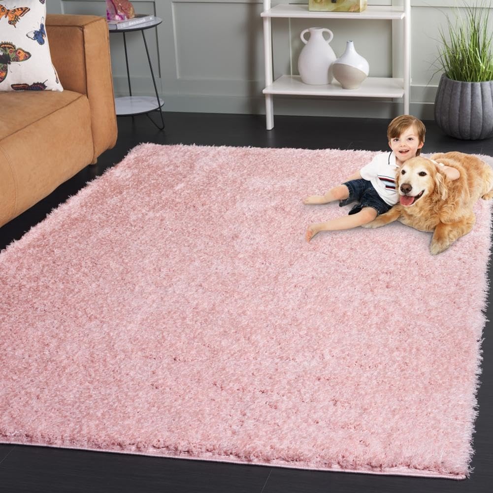 image:imageSAFAVIEH Lindsay Shag Collection Area Rug 9 x 12 Beige Modern Design 2inch Thick Ideal for the Living Room Dining Bedroom LNS560BPink