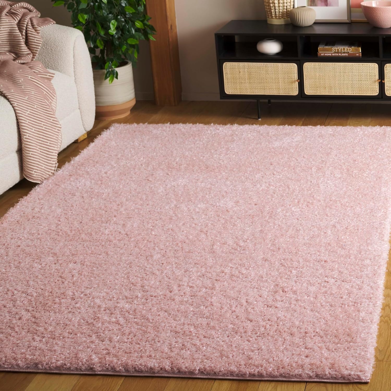 image:imageSAFAVIEH Lindsay Shag Collection Area Rug 9 x 12 Beige Modern Design 2inch Thick Ideal for the Living Room Dining Bedroom LNS560BPink