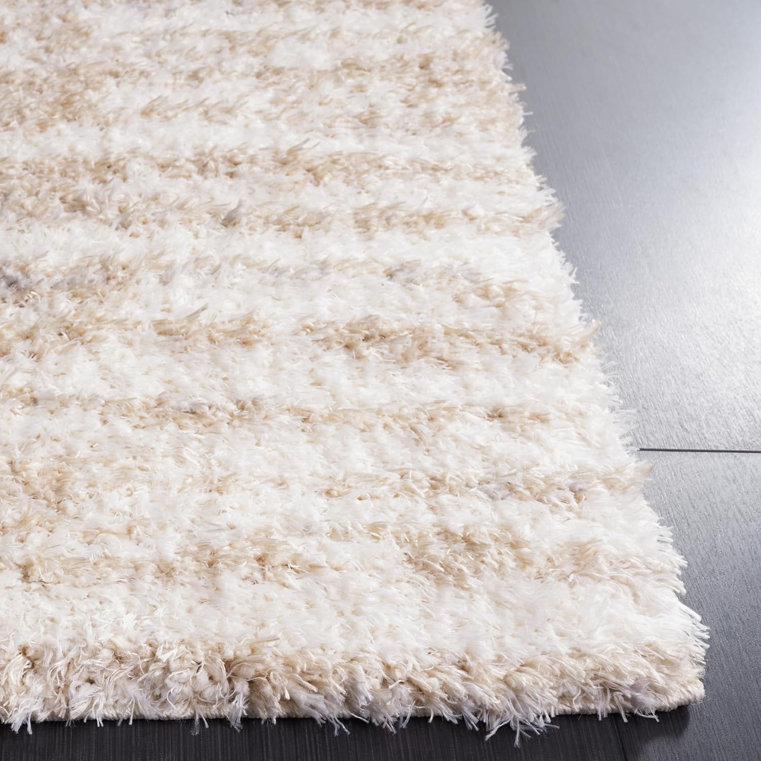 image:imageSAFAVIEH Lindsay Shag Collection Area Rug 9 x 12 Beige amp Ivory Modern Design 2inch Thick Ideal for the Living Room Dining Bedroom LNS554BBeigeIvory