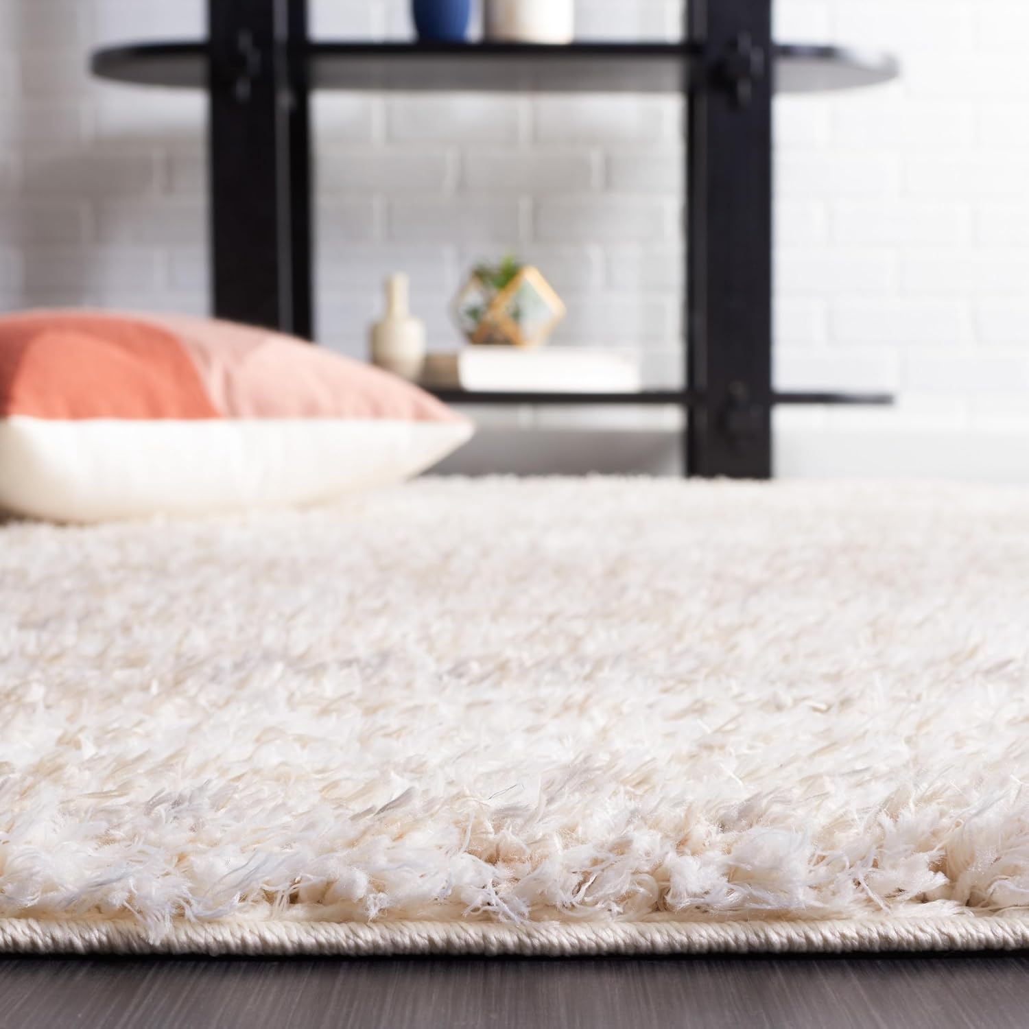 image:imageSAFAVIEH Lindsay Shag Collection Area Rug 9 x 12 Beige amp Ivory Modern Design 2inch Thick Ideal for the Living Room Dining Bedroom LNS554BBeigeIvory