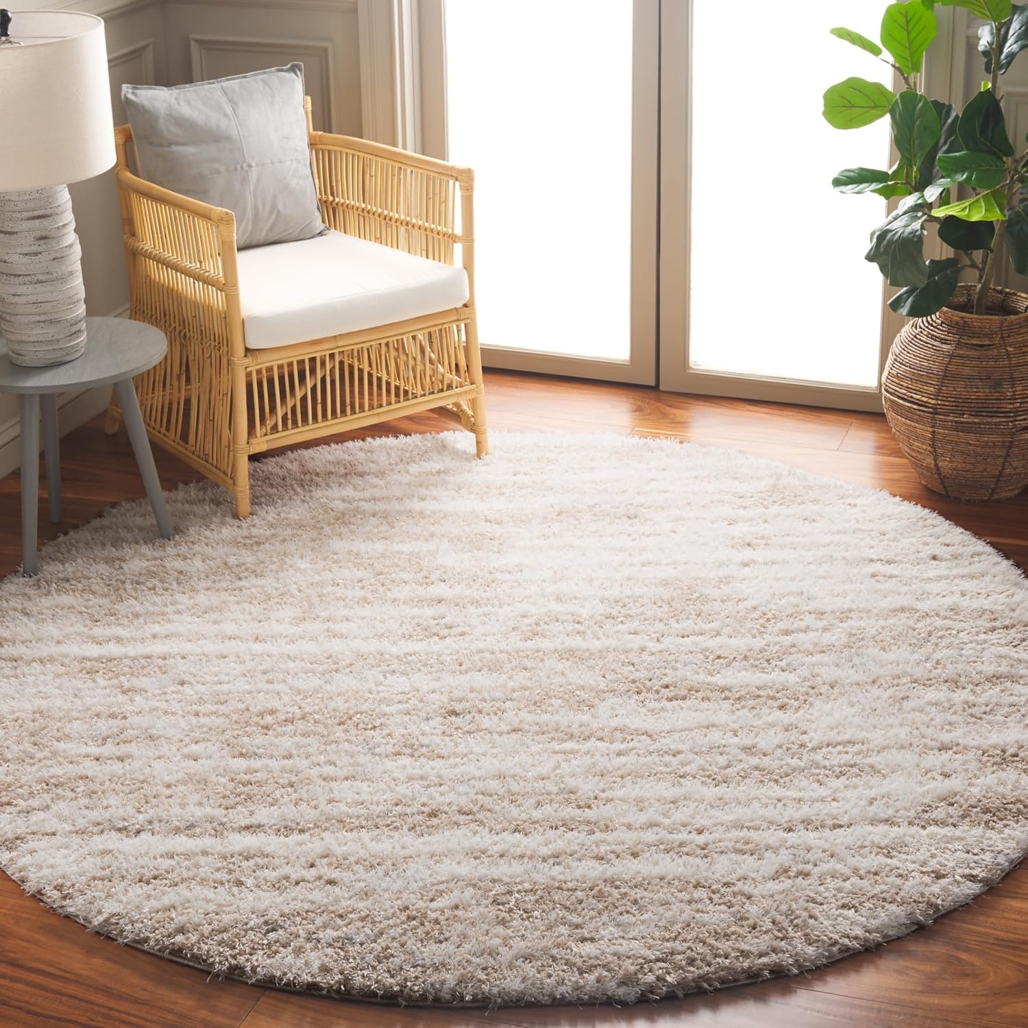 image:imageSAFAVIEH Lindsay Shag Collection Area Rug 9 x 12 Beige amp Ivory Modern Design 2inch Thick Ideal for the Living Room Dining Bedroom LNS554BBeigeIvory