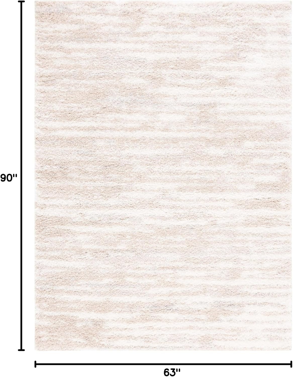 image:imageSAFAVIEH Lindsay Shag Collection Area Rug 9 x 12 Beige amp Ivory Modern Design 2inch Thick Ideal for the Living Room Dining Bedroom LNS554BBeigeIvory