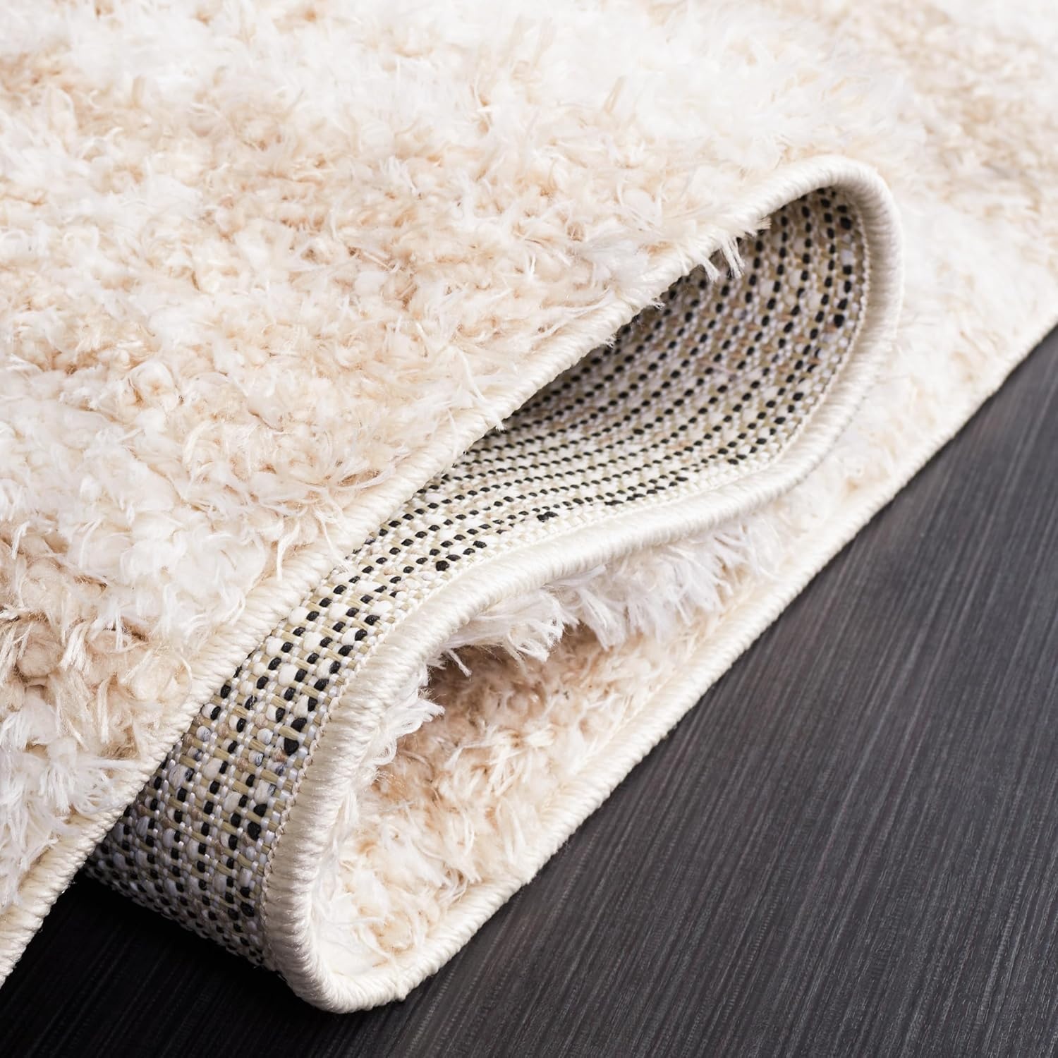 image:imageSAFAVIEH Lindsay Shag Collection Area Rug 9 x 12 Beige amp Ivory Modern Design 2inch Thick Ideal for the Living Room Dining Bedroom LNS554BBeigeIvory