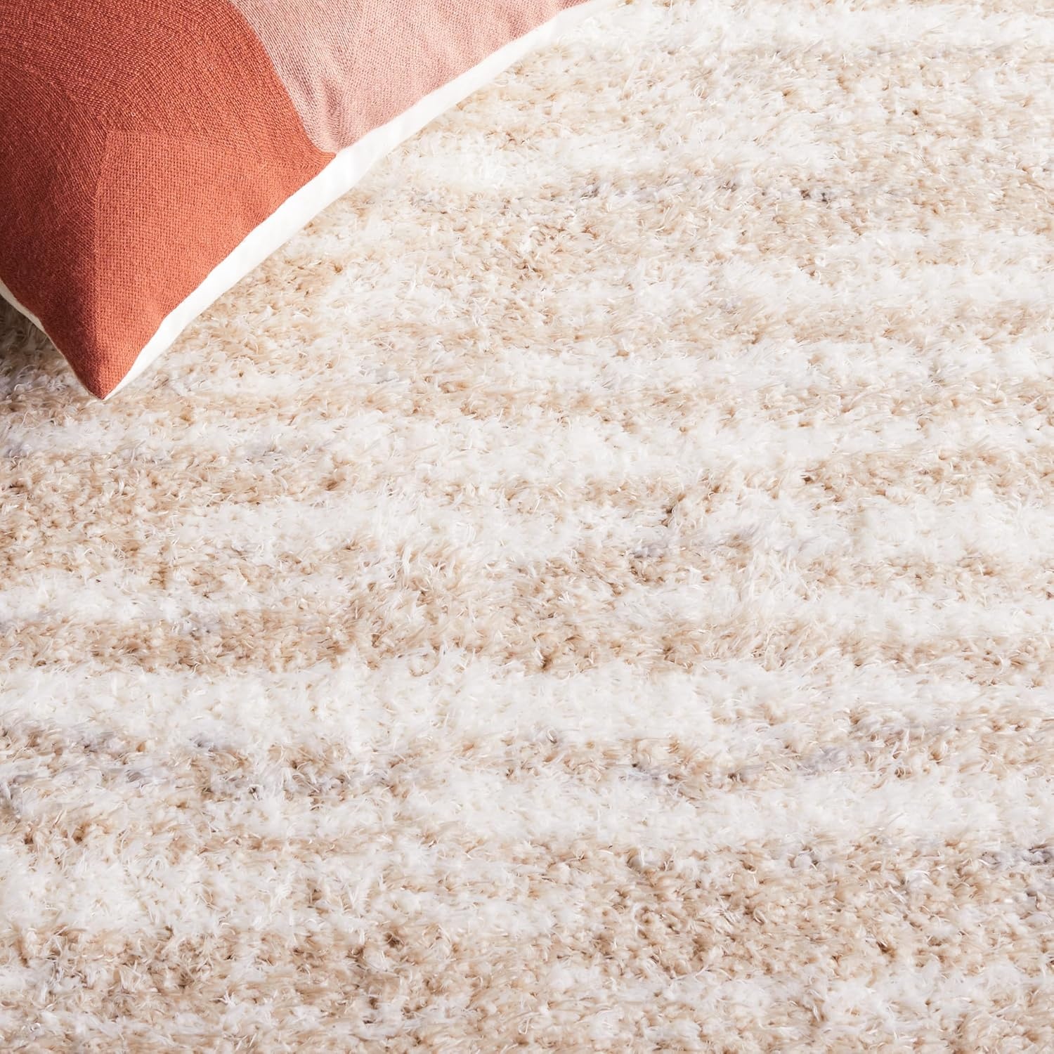 image:imageSAFAVIEH Lindsay Shag Collection Area Rug 9 x 12 Beige amp Ivory Modern Design 2inch Thick Ideal for the Living Room Dining Bedroom LNS554BBeigeIvory