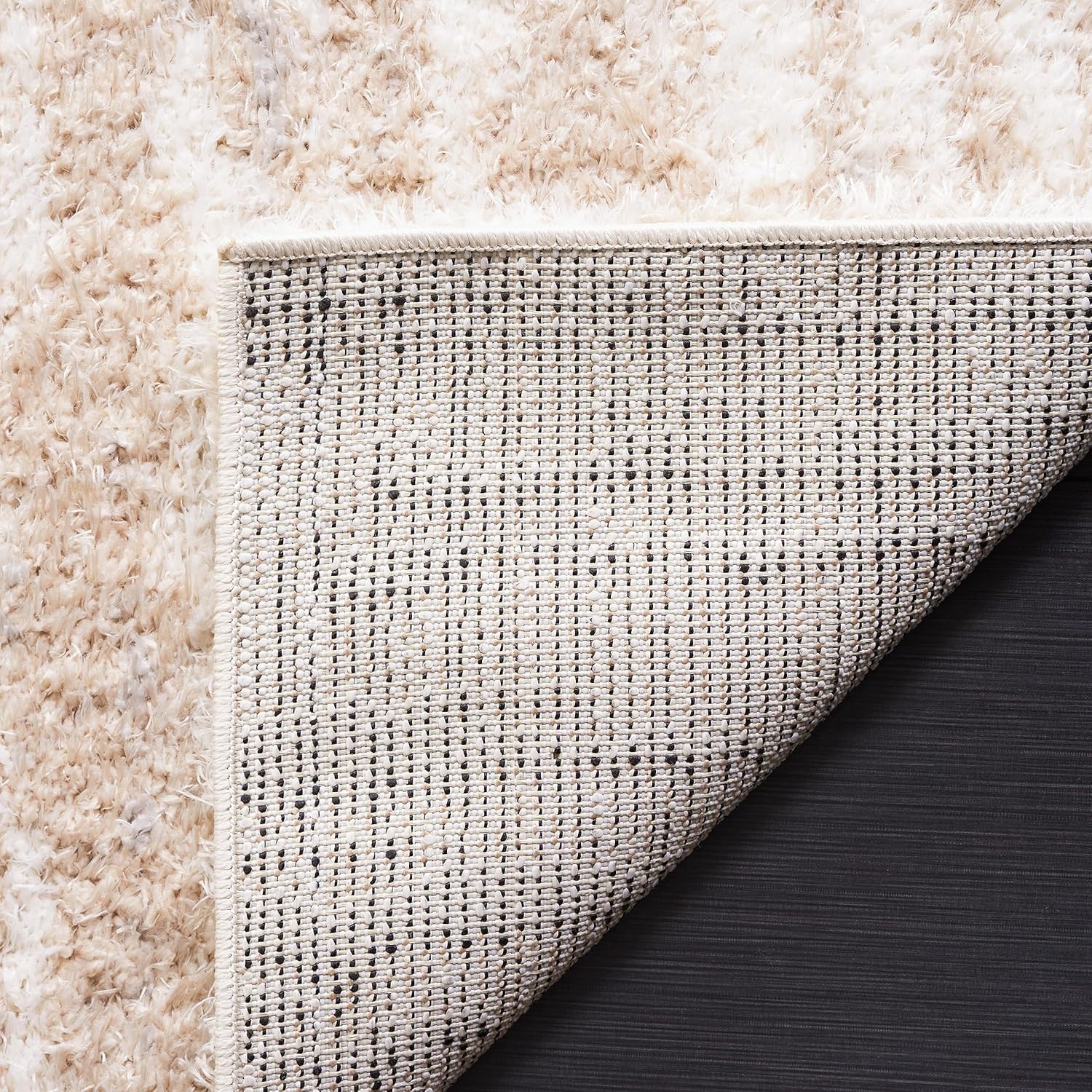 image:imageSAFAVIEH Lindsay Shag Collection Area Rug 9 x 12 Beige amp Ivory Modern Design 2inch Thick Ideal for the Living Room Dining Bedroom LNS554BBeigeIvory