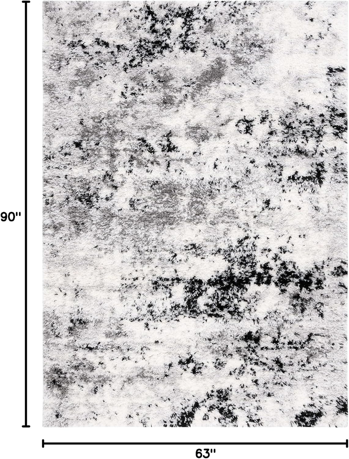 image:imageSAFAVIEH Lindsay Shag Collection Area Rug 9 x 12 Grey amp Black Ivory Modern Design 2inch Thick Ideal for the Living Room Dining Bedroom LNS556GGreyBlack Ivory