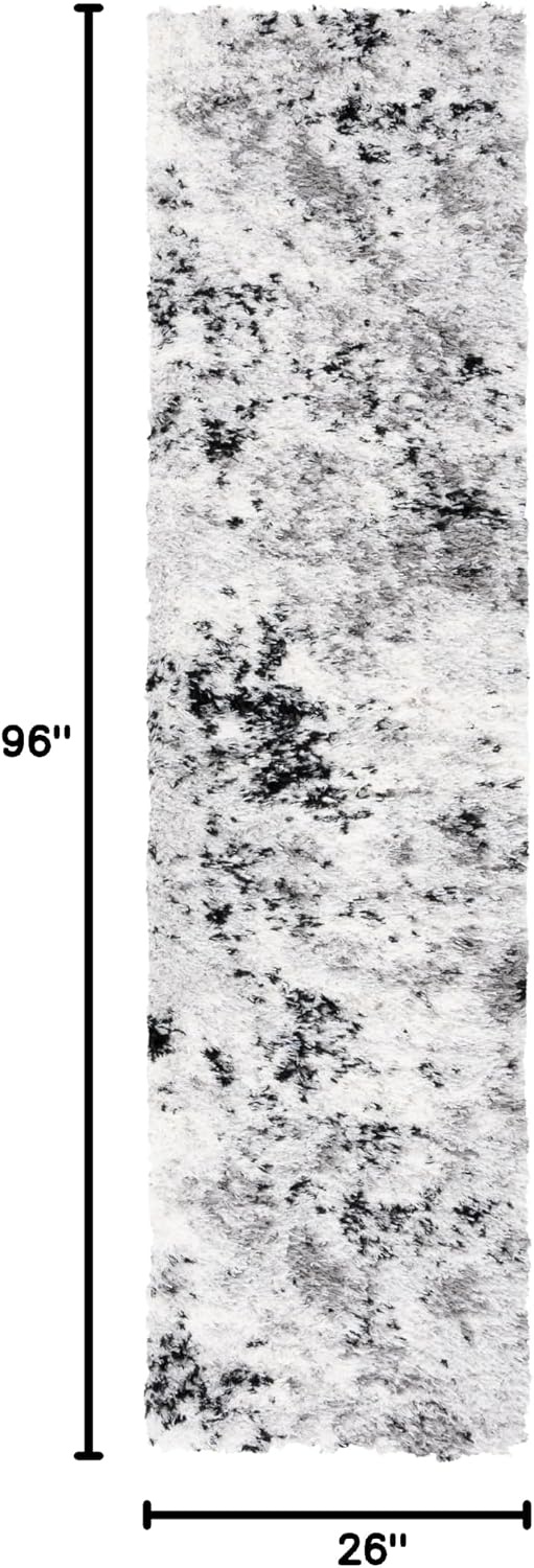 image:imageSAFAVIEH Lindsay Shag Collection Area Rug 9 x 12 Grey amp Black Ivory Modern Design 2inch Thick Ideal for the Living Room Dining Bedroom LNS556GGreyBlack Ivory