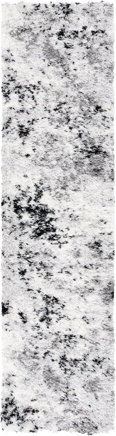 image:imageSAFAVIEH Lindsay Shag Collection Area Rug 9 x 12 Grey amp Black Ivory Modern Design 2inch Thick Ideal for the Living Room Dining Bedroom LNS556GGreyBlack Ivory