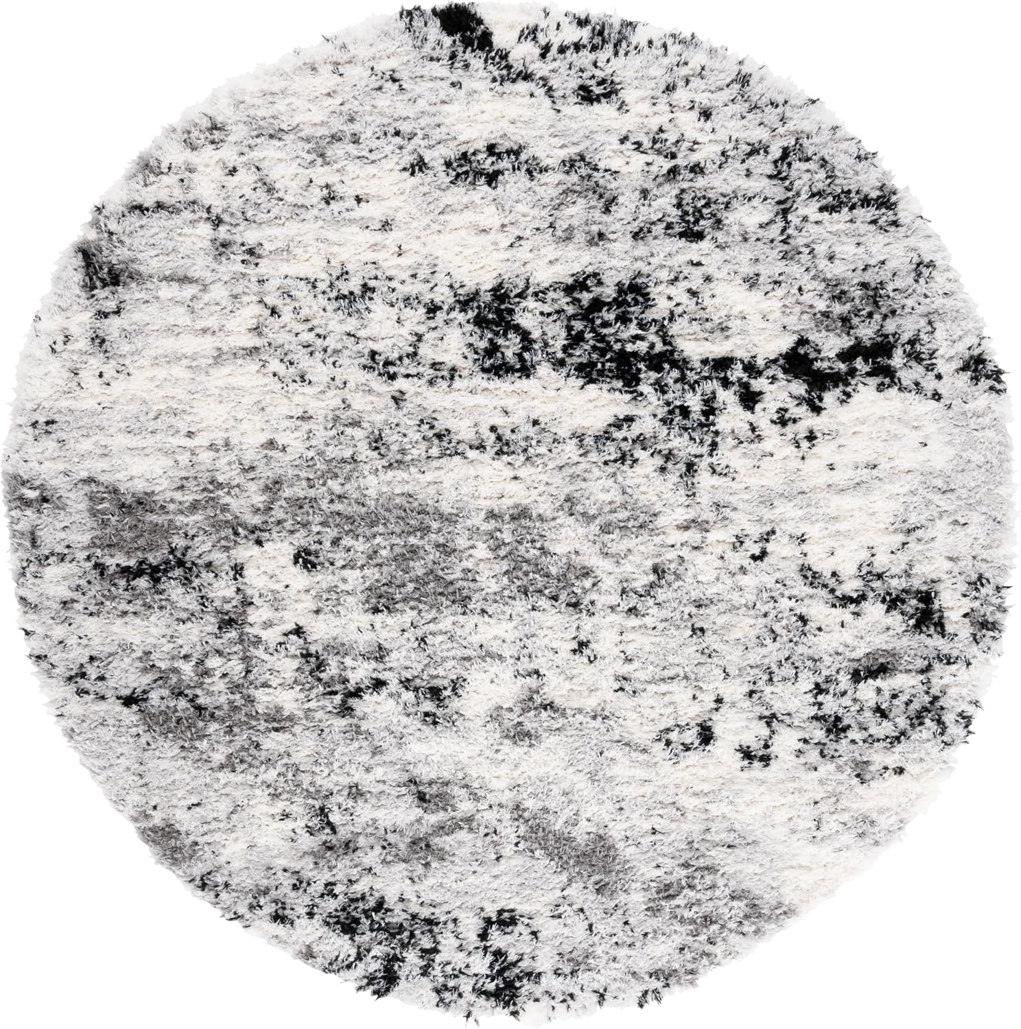 image:imageSAFAVIEH Lindsay Shag Collection Area Rug 9 x 12 Grey amp Black Ivory Modern Design 2inch Thick Ideal for the Living Room Dining Bedroom LNS556GGreyBlack Ivory