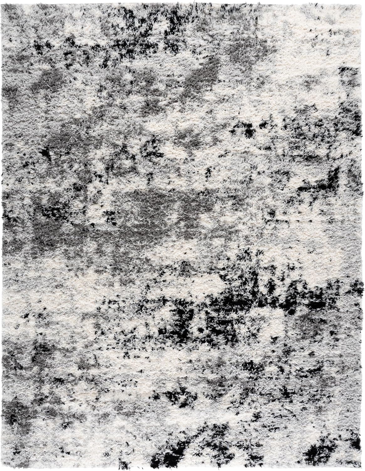 image:imageSAFAVIEH Lindsay Shag Collection Area Rug 9 x 12 Grey amp Black Ivory Modern Design 2inch Thick Ideal for the Living Room Dining Bedroom LNS556GGreyBlack Ivory