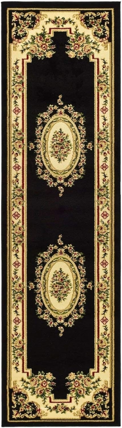 image:imageSAFAVIEH Lyndhurst Collection Area Rug 8 x 11 Red amp Ivory Traditional European Medallion Design NonShedding amp Easy Care Ideal for High Traffic Areas in Living Room Bedroom LNH218CBlackIvory