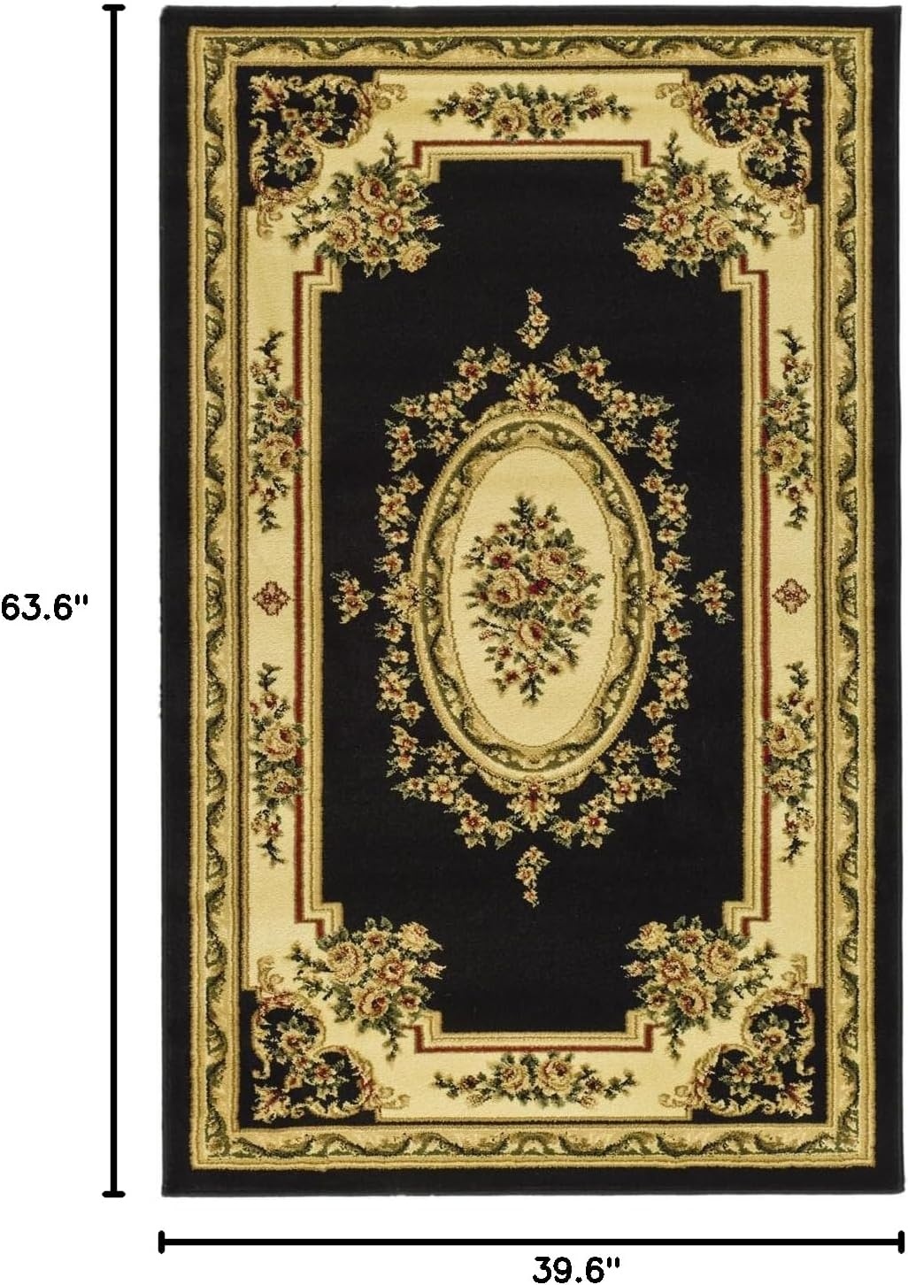 image:imageSAFAVIEH Lyndhurst Collection Area Rug 8 x 11 Red amp Ivory Traditional European Medallion Design NonShedding amp Easy Care Ideal for High Traffic Areas in Living Room Bedroom LNH218CBlackIvory