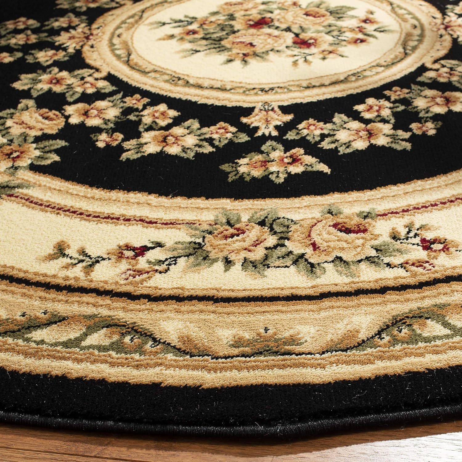 image:imageSAFAVIEH Lyndhurst Collection Area Rug 8 x 11 Red amp Ivory Traditional European Medallion Design NonShedding amp Easy Care Ideal for High Traffic Areas in Living Room Bedroom LNH218CBlackIvory