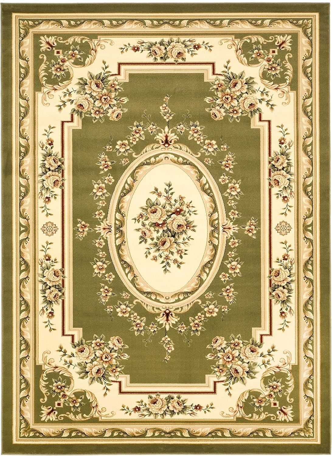 image:imageSAFAVIEH Lyndhurst Collection Area Rug 8 x 11 Red amp Ivory Traditional European Medallion Design NonShedding amp Easy Care Ideal for High Traffic Areas in Living Room Bedroom LNH218CSageIvory
