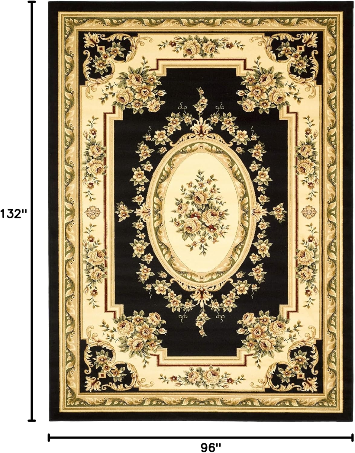 image:imageSAFAVIEH Lyndhurst Collection Area Rug 8 x 11 Red amp Ivory Traditional European Medallion Design NonShedding amp Easy Care Ideal for High Traffic Areas in Living Room Bedroom LNH218CBlackIvory