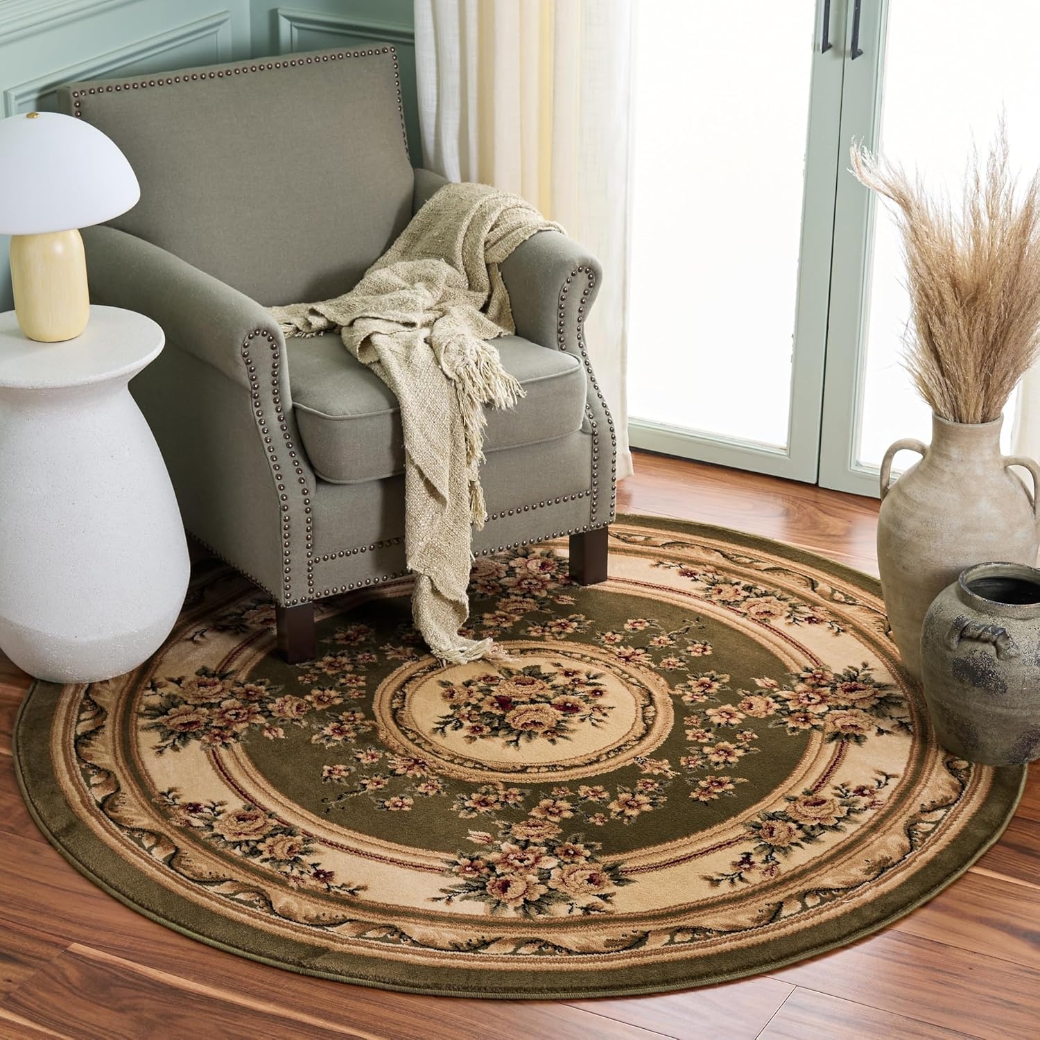 image:imageSAFAVIEH Lyndhurst Collection Area Rug 8 x 11 Red amp Ivory Traditional European Medallion Design NonShedding amp Easy Care Ideal for High Traffic Areas in Living Room Bedroom LNH218CSageIvory