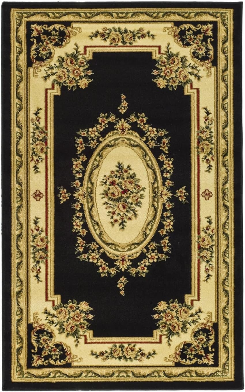 image:imageSAFAVIEH Lyndhurst Collection Area Rug 8 x 11 Red amp Ivory Traditional European Medallion Design NonShedding amp Easy Care Ideal for High Traffic Areas in Living Room Bedroom LNH218CBlackIvory