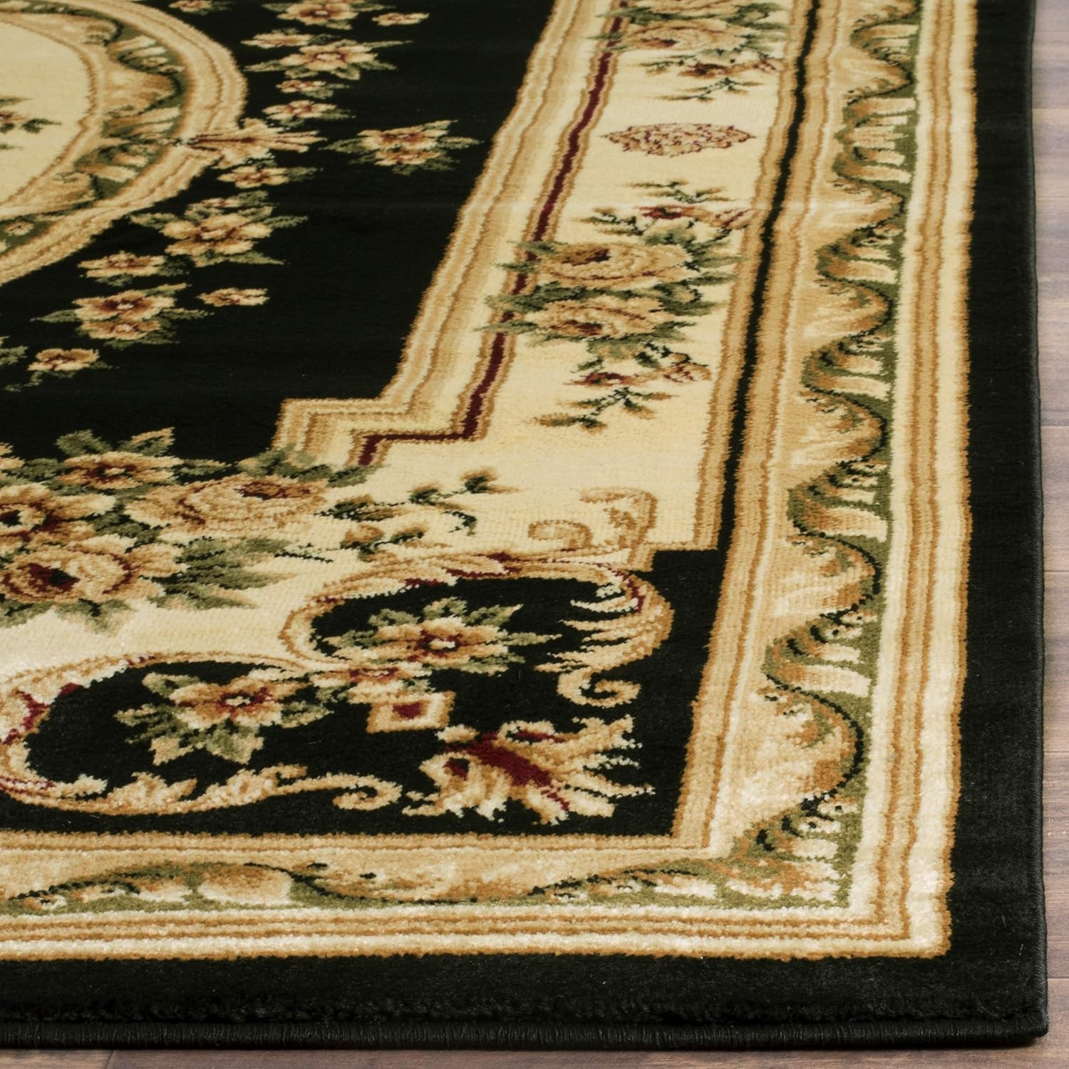 image:imageSAFAVIEH Lyndhurst Collection Area Rug 8 x 11 Red amp Ivory Traditional European Medallion Design NonShedding amp Easy Care Ideal for High Traffic Areas in Living Room Bedroom LNH218CBlackIvory