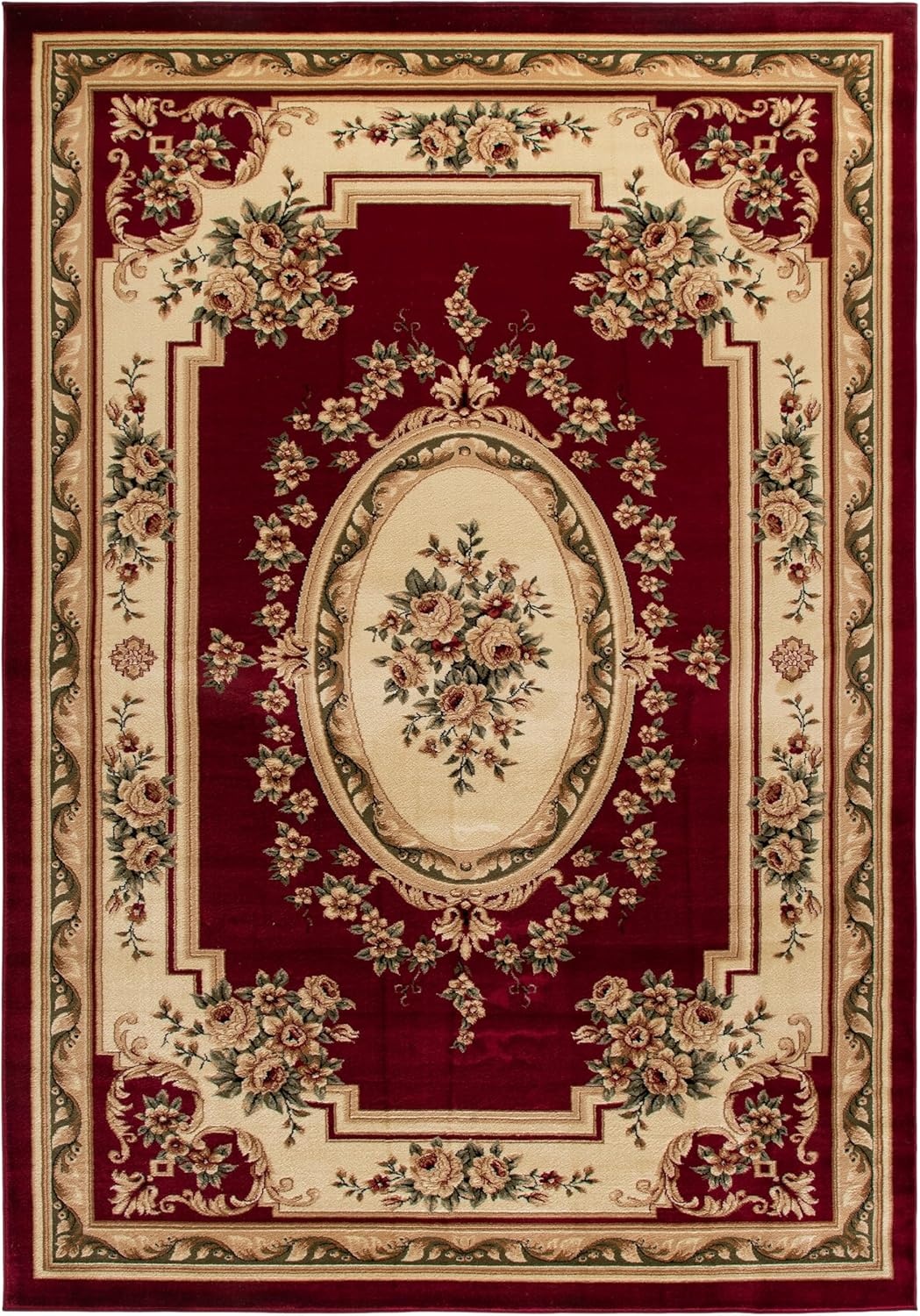 image:imageSAFAVIEH Lyndhurst Collection Area Rug 8 x 11 Red amp Ivory Traditional European Medallion Design NonShedding amp Easy Care Ideal for High Traffic Areas in Living Room Bedroom LNH218CRedIvory