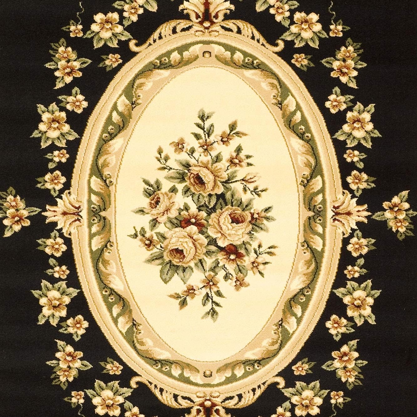 image:imageSAFAVIEH Lyndhurst Collection Area Rug 8 x 11 Red amp Ivory Traditional European Medallion Design NonShedding amp Easy Care Ideal for High Traffic Areas in Living Room Bedroom LNH218CBlackIvory