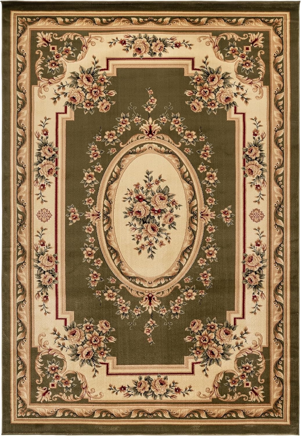 image:imageSAFAVIEH Lyndhurst Collection Area Rug 8 x 11 Red amp Ivory Traditional European Medallion Design NonShedding amp Easy Care Ideal for High Traffic Areas in Living Room Bedroom LNH218CSageIvory