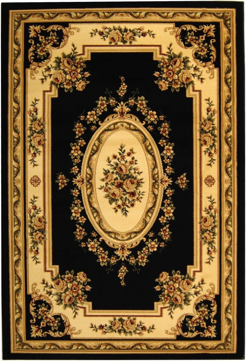 image:imageSAFAVIEH Lyndhurst Collection Area Rug 8 x 11 Red amp Ivory Traditional European Medallion Design NonShedding amp Easy Care Ideal for High Traffic Areas in Living Room Bedroom LNH218CBlackIvory