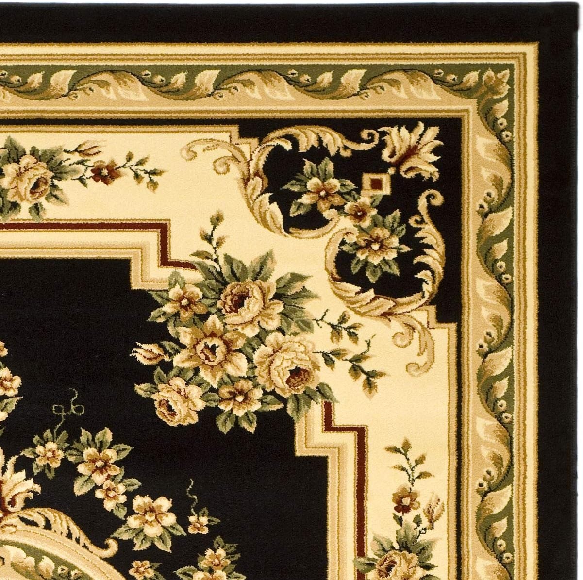 image:imageSAFAVIEH Lyndhurst Collection Area Rug 8 x 11 Red amp Ivory Traditional European Medallion Design NonShedding amp Easy Care Ideal for High Traffic Areas in Living Room Bedroom LNH218CBlackIvory