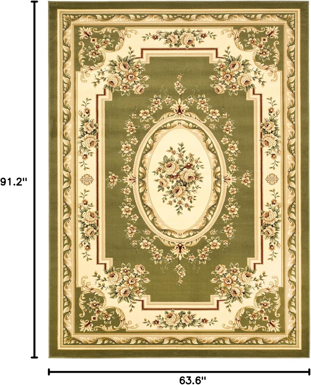 image:imageSAFAVIEH Lyndhurst Collection Area Rug 8 x 11 Red amp Ivory Traditional European Medallion Design NonShedding amp Easy Care Ideal for High Traffic Areas in Living Room Bedroom LNH218CSageIvory