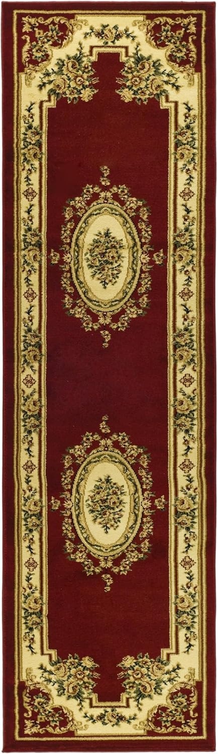 image:imageSAFAVIEH Lyndhurst Collection Area Rug 8 x 11 Red amp Ivory Traditional European Medallion Design NonShedding amp Easy Care Ideal for High Traffic Areas in Living Room Bedroom LNH218CRedIvory