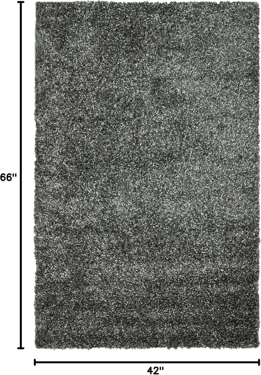 image:imageSAFAVIEH Malibu Shag Collection Area Rug 86 x 12 Silver Handmade Solid 14inch Thick Ideal for High Traffic Areas in Living Room Bedroom MLS431SCharcoal