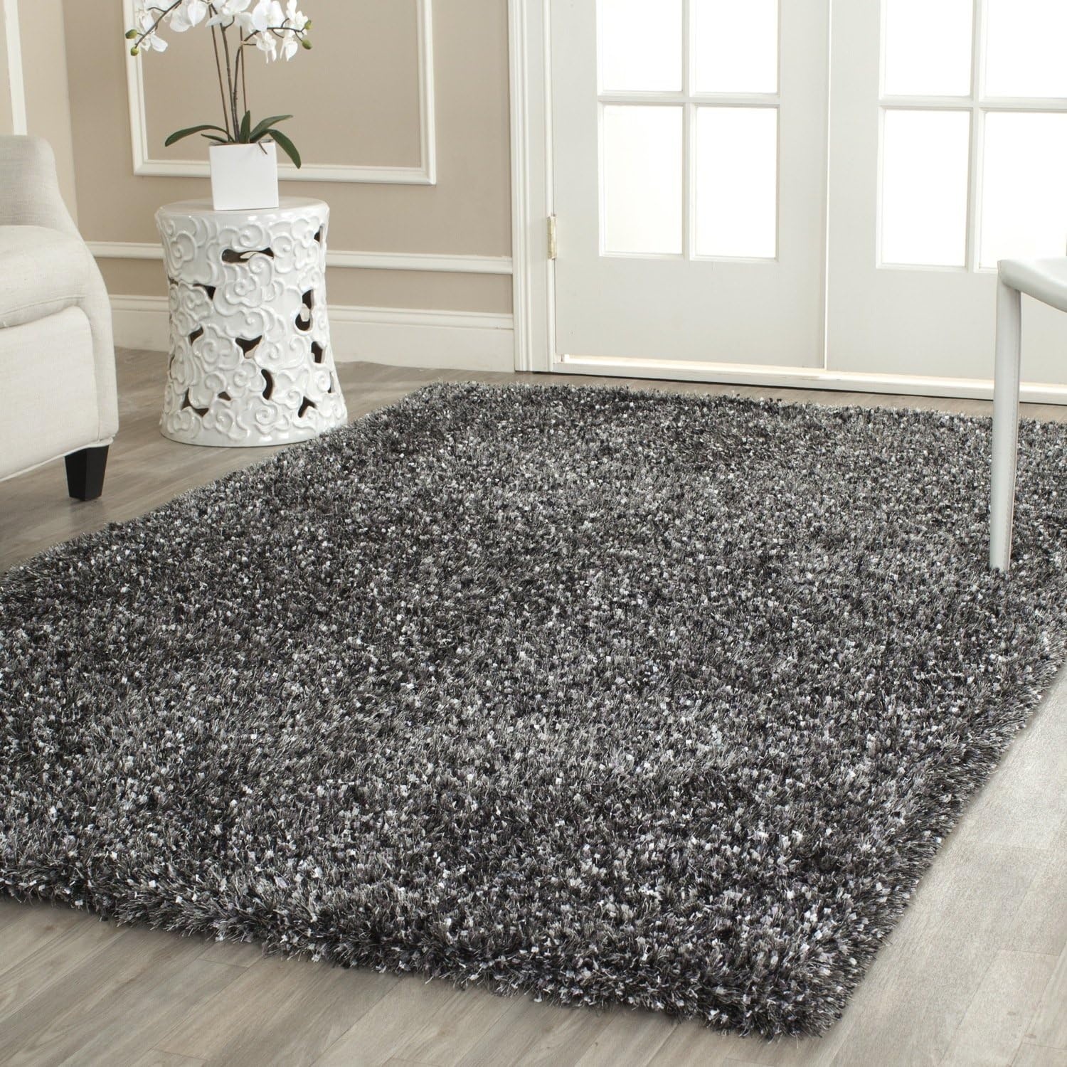 image:imageSAFAVIEH Malibu Shag Collection Area Rug 86 x 12 Silver Handmade Solid 14inch Thick Ideal for High Traffic Areas in Living Room Bedroom MLS431SCharcoal
