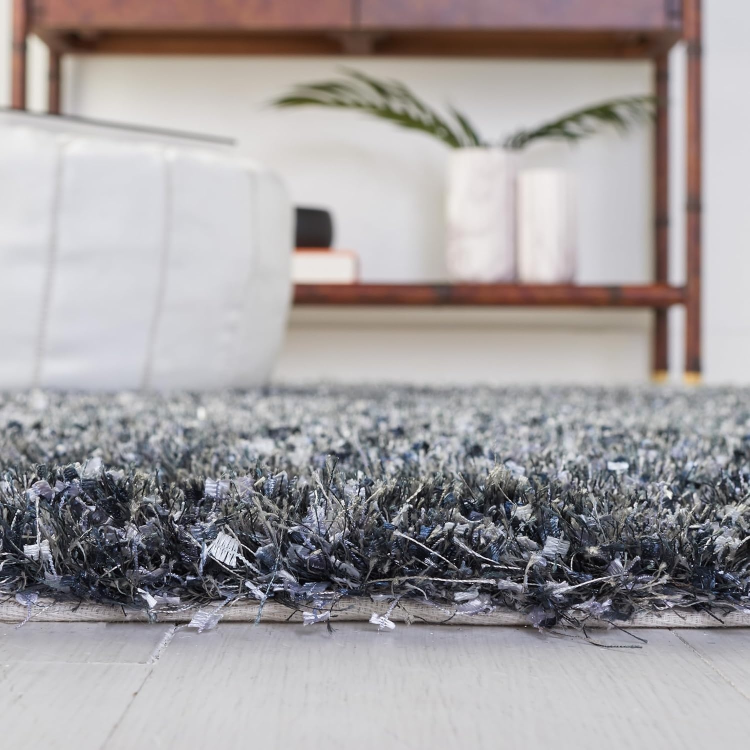 image:imageSAFAVIEH Malibu Shag Collection Area Rug 86 x 12 Silver Handmade Solid 14inch Thick Ideal for High Traffic Areas in Living Room Bedroom MLS431SCharcoal