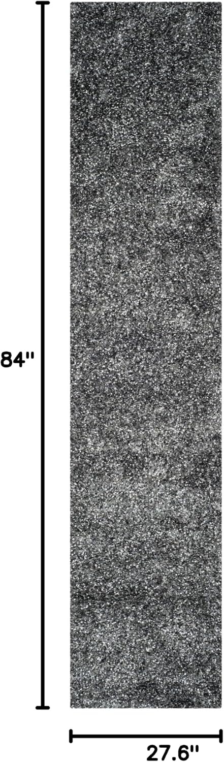 image:imageSAFAVIEH Malibu Shag Collection Area Rug 86 x 12 Silver Handmade Solid 14inch Thick Ideal for High Traffic Areas in Living Room Bedroom MLS431SCharcoal