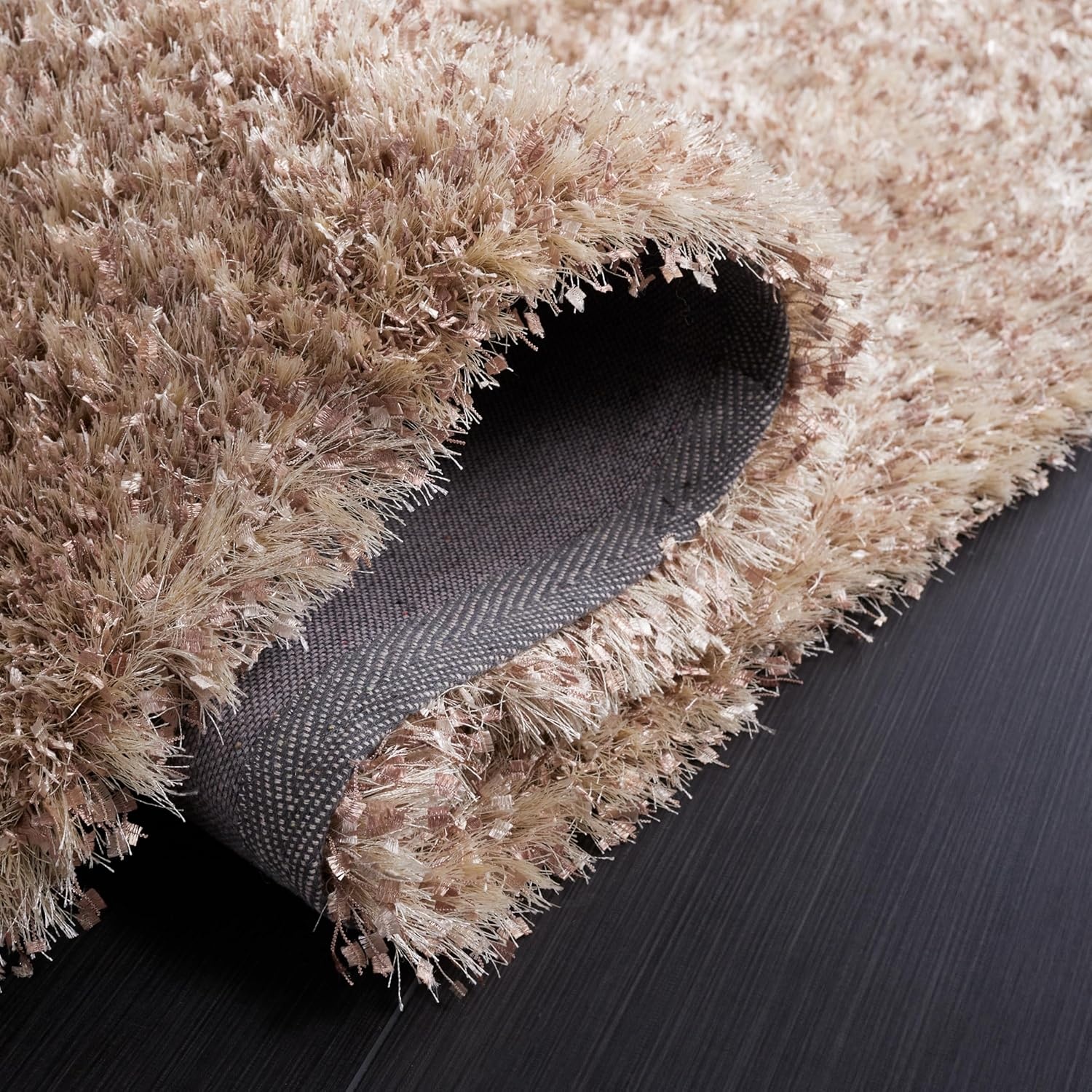 image:imageSAFAVIEH Malibu Shag Collection Area Rug 86 x 12 Silver Handmade Solid 14inch Thick Ideal for High Traffic Areas in Living Room Bedroom MLS431SNatural
