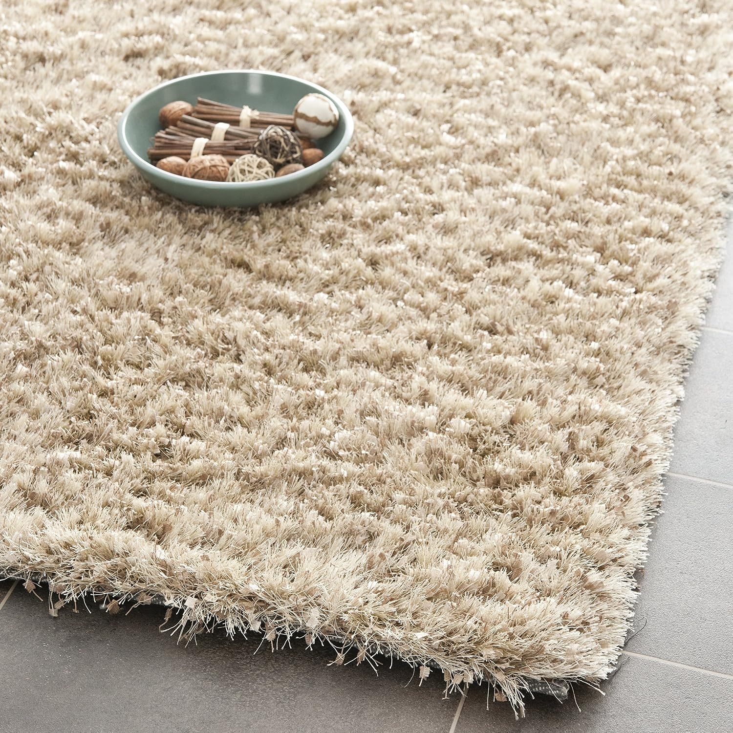 image:imageSAFAVIEH Malibu Shag Collection Area Rug 86 x 12 Silver Handmade Solid 14inch Thick Ideal for High Traffic Areas in Living Room Bedroom MLS431SNatural