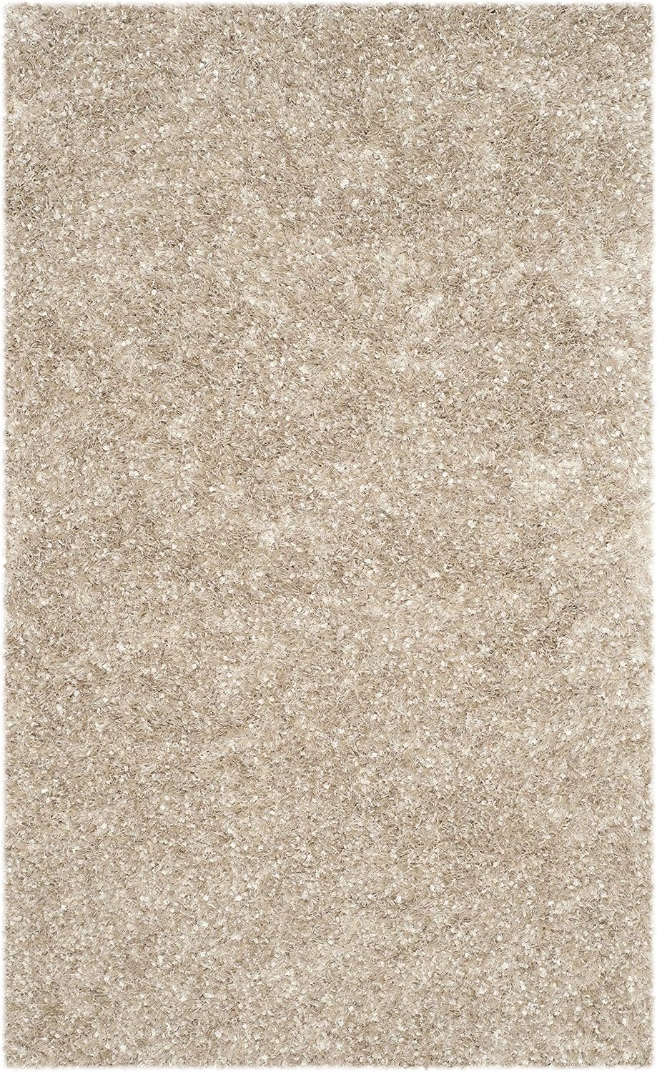 image:imageSAFAVIEH Malibu Shag Collection Area Rug 86 x 12 Silver Handmade Solid 14inch Thick Ideal for High Traffic Areas in Living Room Bedroom MLS431SNatural