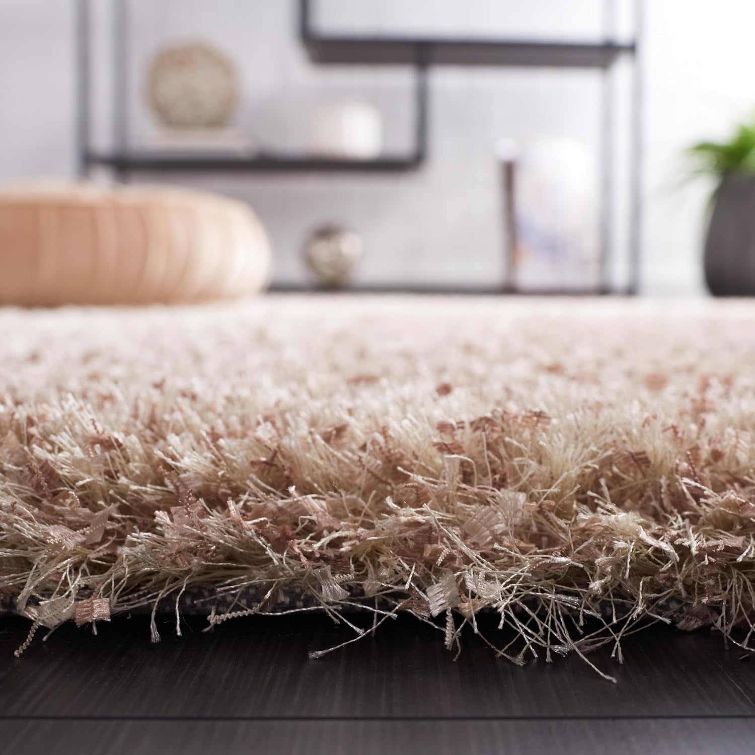 image:imageSAFAVIEH Malibu Shag Collection Area Rug 86 x 12 Silver Handmade Solid 14inch Thick Ideal for High Traffic Areas in Living Room Bedroom MLS431SNatural
