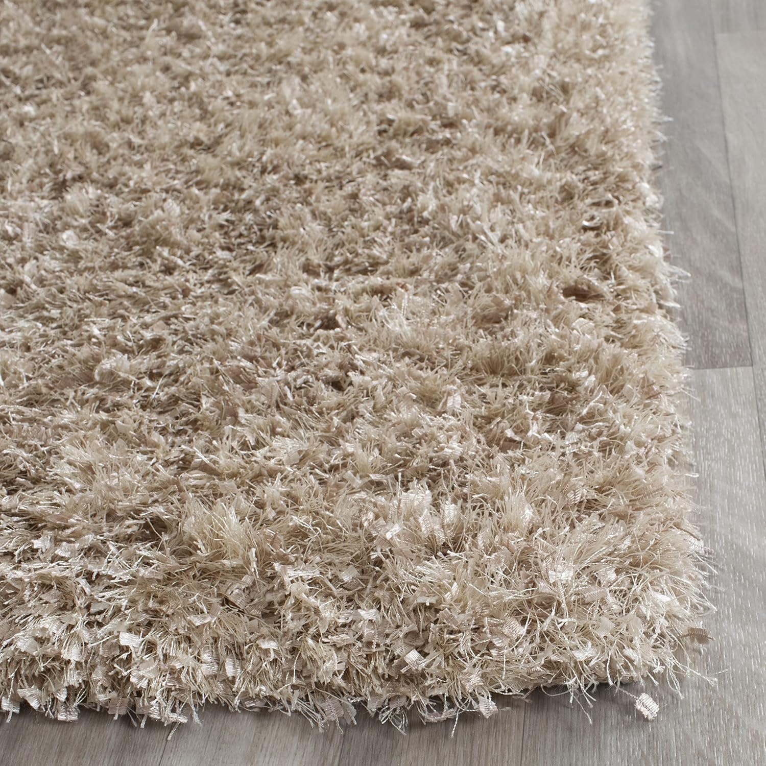 image:imageSAFAVIEH Malibu Shag Collection Area Rug 86 x 12 Silver Handmade Solid 14inch Thick Ideal for High Traffic Areas in Living Room Bedroom MLS431SNatural
