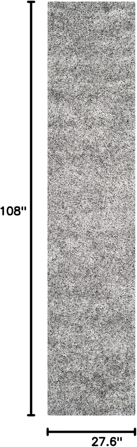 image:imageSAFAVIEH Malibu Shag Collection Area Rug 86 x 12 Silver Handmade Solid 14inch Thick Ideal for High Traffic Areas in Living Room Bedroom MLS431SSilver